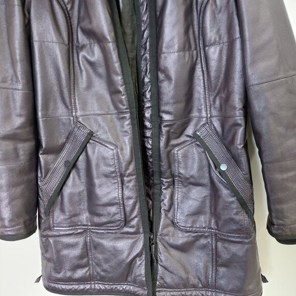 Danier Chloe Leather Fur Collar Purple Lined Jacket Coat Mid Length Sz S/8/UK12 - Picture 6 of 14
